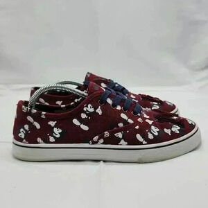 Disney Kid's Lace Up Mickey Mouse Allover Print Sneakers Burgundy Size 7